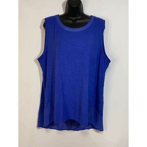 Adrienne Vittadini Womens Tank Top Long Back True Blue 2XL